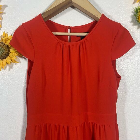 J. Crew Red Poppy Crepe Short Sleeve Dress Size 10 Medium Women’s - Picture 5 of 10